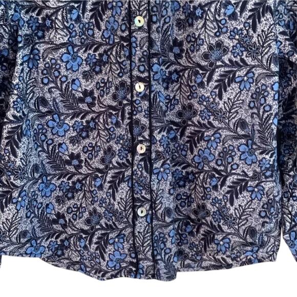 Evereve Blue and Black Floral Blouse - Picture 6 of 8